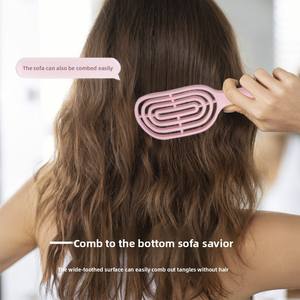 Peine de masaje elástico relajante, peine hueco portátil, cepillo de masaje para el cuero cabelludo, herramienta de estilismo para salón, peine ovalado especial para pelucas de cabello natural - Product Image 3