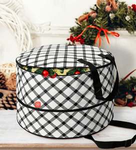 Sturdy Oxford Christmas Wreath <b>Storage</b> Bag with Zipper Handles Round Buffalo Plaid Foldable Design Wreath <b>Storage</b> Containers - Product Image 6