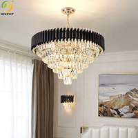 JYLIGHTING vente en gros décoration moderne de la maison hôtel hall luxe suspendu led lustre en cristal métal classique personnalisé suspension