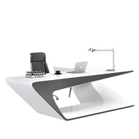 Bureau de table de luxe de meubles blancs de réception d'ordinateur moderne, utilisation de patron en pierre de corians