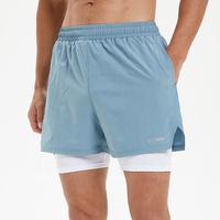 Shorts de course double couche 2-en-1 OEM&ODM, style sportif et gym, confortables, extensibles, respirants, séchage rapide, imprimé géométrique, taille mi-haute, frais et tendance