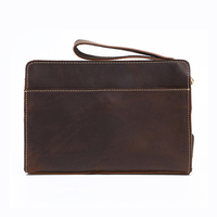 Vente en gros de portefeuilles de téléphone marron vintage personnalisés pochette en cuir de vachette véritable Crazy Horse pleine fleur pour hommes