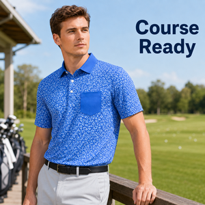 Polo de <span class=keywords><strong>Golf</strong></span> Personalizado Azul Brillante con Estampado de Puntos Pequeños en Poliéster y Spandex, Tallas XS-3XL, Camisetas Transpirables para Campo de <span class=keywords><strong>Golf</strong></span>, Suministros para Clubes OEM ODM - Product Image 2