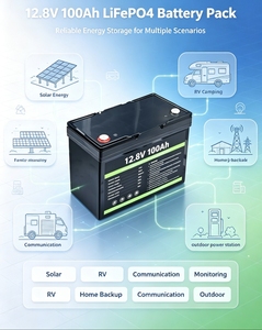 工厂供应12.8V100Ah深循环磷酸铁锂（LiFePO4）可充电1280W太阳能储能电池组 - Product Image 3