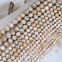 Perles de coquillage Trochus rayées naturelles, brin de 5 à 10 mm, perles de coquillage rondes lisses pour accessoires de bijoux faits à la main