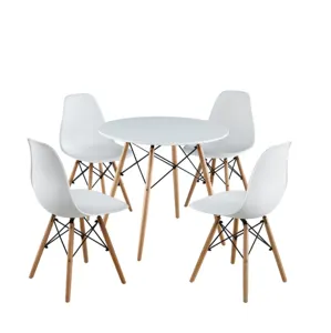 Factory Direct Nordic Dining Table Chairs Modern Wooden Movable Dining Table With Elegant Look