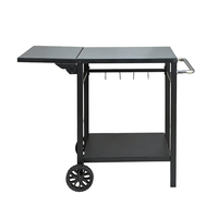 Chariot de barbecue d'extérieur Pinnovo, table de préparation alimentaire mobile, table pliable en acier inoxydable, table portable modulaire pour pizza au charbon de bois