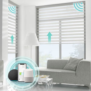 Smart Motorized Window Blinds Insulated Zebra Blinds <strong>Light</strong> Proof Blackout Electric <strong>Shades</strong> <strong>Black</strong> Built-in Installation Plain - Product Image 1
