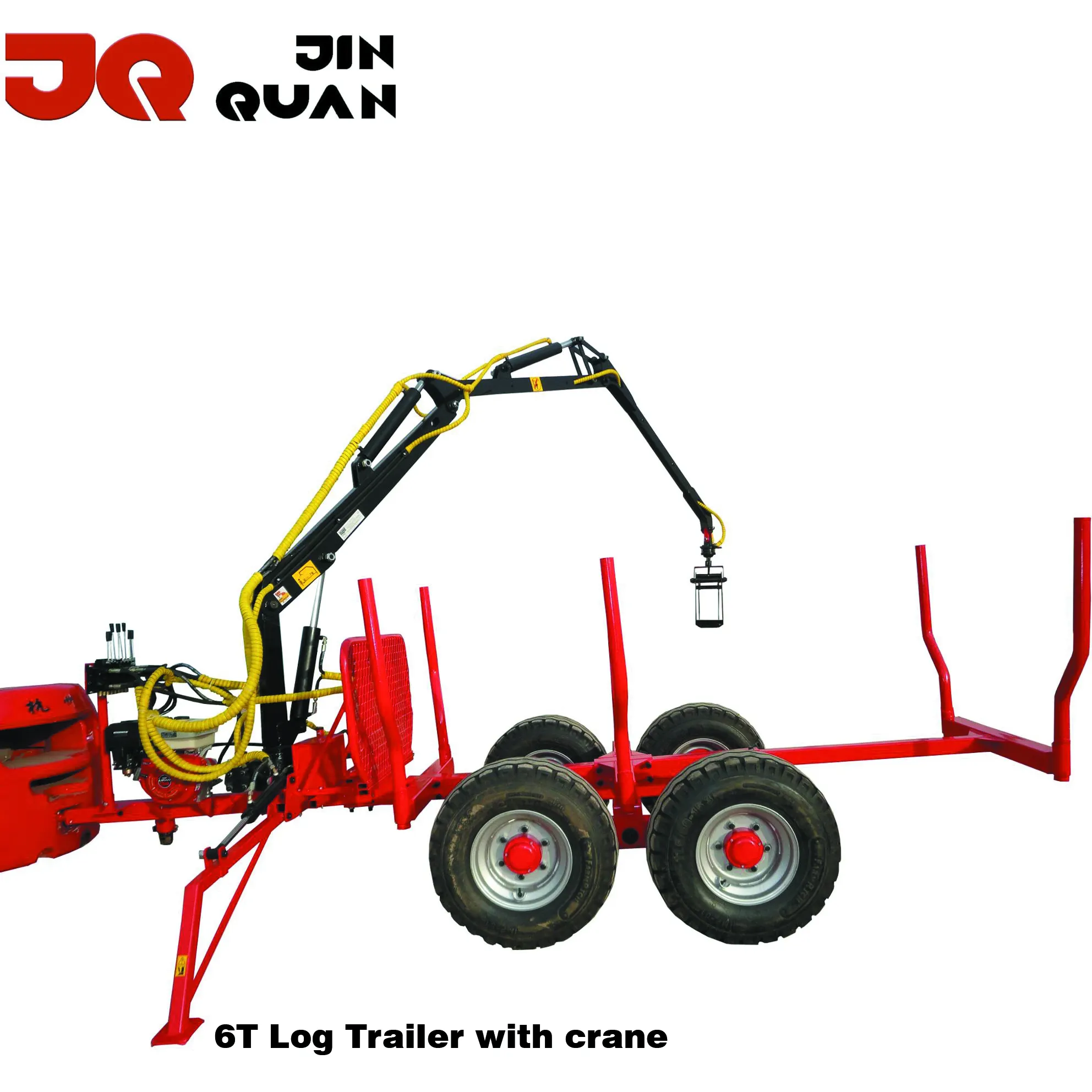 HOT remolque forestal JQ CE Approved Small forestry log truck trailer atv log trailer with grapple log crane for sale