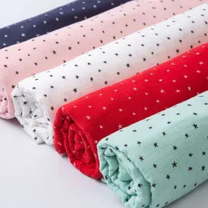 Bán Sỉ Thân Thiện Với Da 100% Cotton, Màu Xanh Dương Cổ Điển Tùy Chỉnh In Hoa Kỹ Thuật Số Vải Muslin Gạc Đôi Trơn Cho Vải Em Bé/