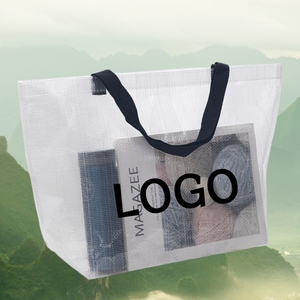Bolso grande tejido PP con logotipo personalizado y Asa hasta la mano, diseño de letras transparentes ecológicas para uso diario - Product Image 3