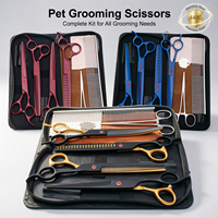 Ensemble de ciseaux de toilettage pour animaux de compagnie, professionnel, en acier inoxydable 440C, pour couper et effiler les poils de chiens et de chats, kit complet avec peigne