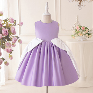 Robe de princesse élégante sans manches pour filles, avec grand nœud et tulle bouffant, idéale pour les fêtes d'anniversaire des enfants, les spectacles et les déguisements de scène - Product Image 3