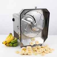 Commerciële elektrische bananenchips snijmachine, plantainchips snijmachine, verstelbare dikte 1-10mm voor snackverwerkingslijn