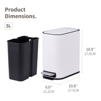 Poubelle rectangulaire à pédale pour intérieur, en acier inoxydable, fabriquée en Chine