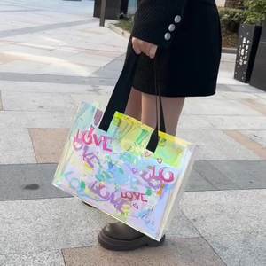 Borse personalizzate con manico inciso al Laser iridescente borse da palestra per nuoto in PVC trasparente in gelatina borse a spalla da spiaggia impermeabili - Product Image 2