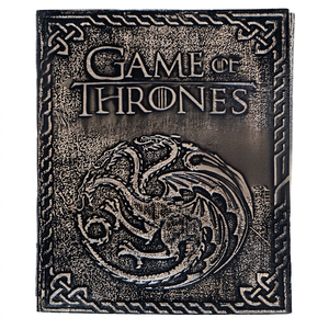 Carnet à couverture rigide en cuir NEW ERA Game of Thrones avec fermoir métallique emblème dragon, gris, 120 feuilles, pour cadeau - Product Image 1