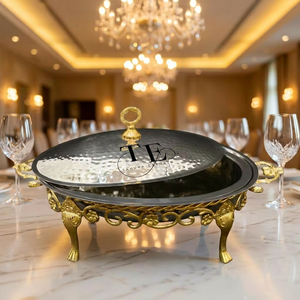 2026 High On Demand Top Trending Oval Style Chafing Dish With Ornate <b>Legs</b> Hammered Lid High Quality Brass And Stainless Steel - Product Image 1