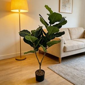 ต้นไม้ประดิษฐ์สีเขียวในกระถางพร้อมของตกแต่งใบต้นไทรสำหรับวางบนพื้นห้องนั่งเล่น - Product Image 4