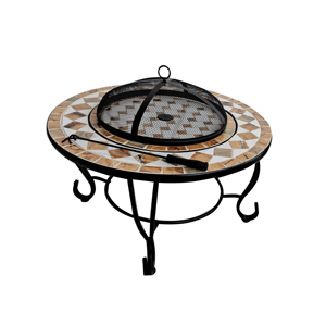 Kingjoy-<span class=keywords><strong>Mesa</strong></span> redonda de acero para exteriores, calentador para jardín, barbacoa, parrilla, azulejos de cerámica redondos, diseño de <span class=keywords><strong>mosaico</strong></span> - Product Image 2