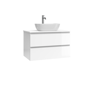 Meuble de salle de bain anti-corrosion VIENA blanc brillant 100 cm avec 2 tiroirs et vasque intégrée - Product Image 1