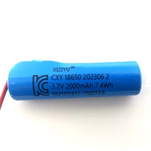 KC认证中国制造商3.7V 2000毫安时18650圆柱形锂离子电池适用于玩具照明便携式设备