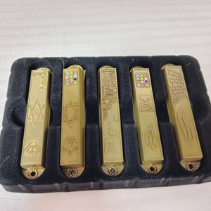 Venta al por mayor 5 piezas Mezuzah Set pared <span class=keywords><strong>occidental</strong></span> ESTRELLA DE David Jerusalén Panorama Metal judío Mezuzah regalos - Product Image 1