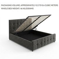 Tête de lit capitonnée moderne en tissu pour lit King Size, cadre en bois de pin, sommier avec rangement, mousse durable, gain de place, 3-5 places