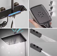 Système de douche mural de luxe 4 fonctions avec pommeau de pluie, robinetterie de bain à jet doux, ensemble de douche pour appartement et hôtel