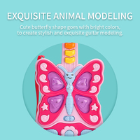 BY TOYS Stimulate Carton Pink Butterfly Eco-Friendly Interesting Keyboard Guitar With Light Musical Instrument for Kids