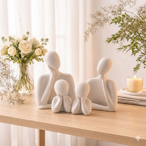 Collection de Statues en Céramique Faite à la Main « Famille Blanche » – Figurines Art Déco Modernes pour Décoration Élégante de Table et Cadeau d'Anniversaire - Product Image 1