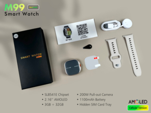 שעון חכם חדש מדגם M99 עם מסך Ultra AMOLED בגודל 2.16 אינץ', תמיכה ב-4G, כרטיס סים, קישוריות BT/WiFi, GPS, NFC, שיחות וידאו וניטור בריאות. - Product Image 4