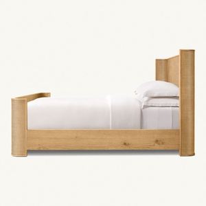 Lit d'hôtel de style américain en bois, cadre de lit King Size avec tête de lit en forme d'abri - Product Image 6