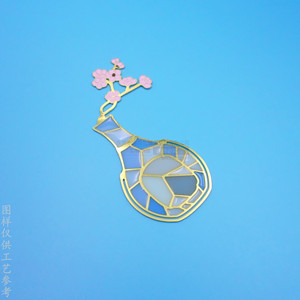 Marcapáginas de Metal Calado con Forma de Florero Transparente, Color Dorado, 45mm, Papelería, Colores Surtidos, Troquelado e Impresión - Product Image 2