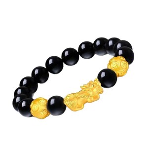 Bonne Chance Richesse Bouddha Noir Obsidienne Perles Feng Shui Richesse Double Pixiu <span class=keywords><strong>Proverbe</strong></span> Poignet Décoration pour Filles Femmes - Product Image 5