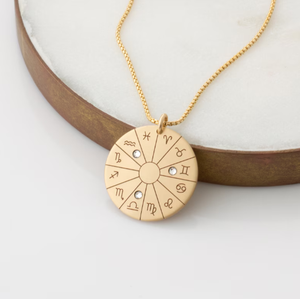 Collier Soleil Lune Rising Zodiaque Roue Astrologie Roue Zodiaque Roue Collier Signe Soleil Collier En Gros Bijoux Faits À La Main - Product Image 3