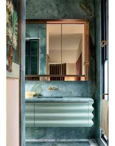 Dalle de marbre vert écologique imperméable pour mur décoratif intérieur de luxe, veinage paysager naturel, surface polie, style moderne - Product Image 4