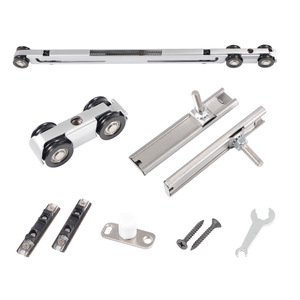 Two Way Buffer Sliding Door Track Hardware 80kg Load Zinc Alloy Kitchen Wooden Aluminum Frame Door Roller Accessories - Product Image 1