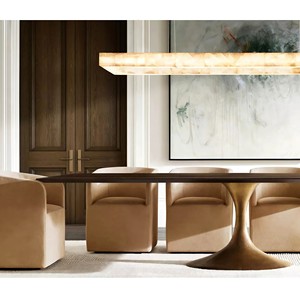 Mesa de Comedor Rectangular <span class=keywords><strong>Aero</strong></span> Estilo RH, Mesa de Comedor de Madera Maciza - Muebles Modernos para Cocina y Sala de Estar - Product Image 3