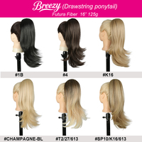 Extensions de cheveux synthétiques bouclés naturels en couches, résistantes à la chaleur, en fibre Futura, avec cordon de serrage, pour queue de cheval, par Julianna Wholesale