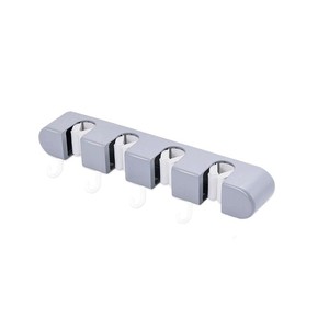 Clips para mopa, montados en la pared, grises y blancos, 5 ganchos, soporte de almacenamiento sin perforaciones para cocina y baño - Product Image 3