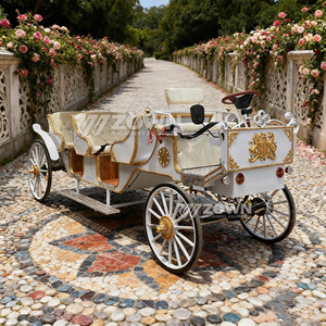 Élégante calèche royale à chevaux, chariot victorien vintage pour cérémonie de mariage en plein air, défilé, séance photo - Product Image 2