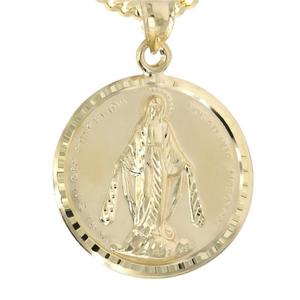 Pendentif rond plaqué or Médaille Miraculeuse Vierge Marie, bijou religieux unisexe, idéal pour cadeau, vente en gros, personnalisation prise en charge - Product Image 1