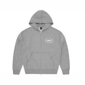 Black Full <b>Zip</b> <b>Hooded</b> Sweatshirt Men's Regular Fit Hoodie Raw Seam Washed Streetwear Winter Silk Screen Printing OEM Custom Logo - Product Image 2