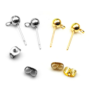 Postes y traseros de acero inoxidable chapado en oro hipoalergénico, accesorios para pendientes, suministros para fabricación de joyas - Product Image 1