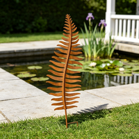 Décoration de jardin en métal personnalisée en forme de feuille de fougère, piquets rustiques en métal pour les jardins, les parterres de fleurs, les patios et la décoration paysagère