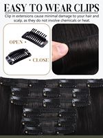 Extensions de cheveux humains à clipser en PU, 8 pièces, 120g, noir jais, extensions de cheveux à clipser en cheveux humains véritables pour femmes, lisses, faciles à poser