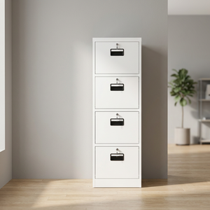 White Modern Vertical <b>File</b> <b>Cabinets</b> Lockable <b>4</b>-<b>Drawer</b> for Home -Office Hotel School Gym Hospital Workshop Bedroom Living Room - Product Image 3
