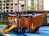 Structure de jeu commerciale en bois avec toboggan tubulaire et filet d'escalade, thème cerf, pour parc d'attractions extérieur, en bois de Huanghuali, EN1176