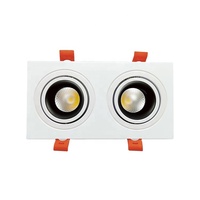 Noir Blanc Double Tête Rectangulaire Spot LED COB 7W * 2 Plafond Réglable Carré Encastré Downlight Grille Lumière